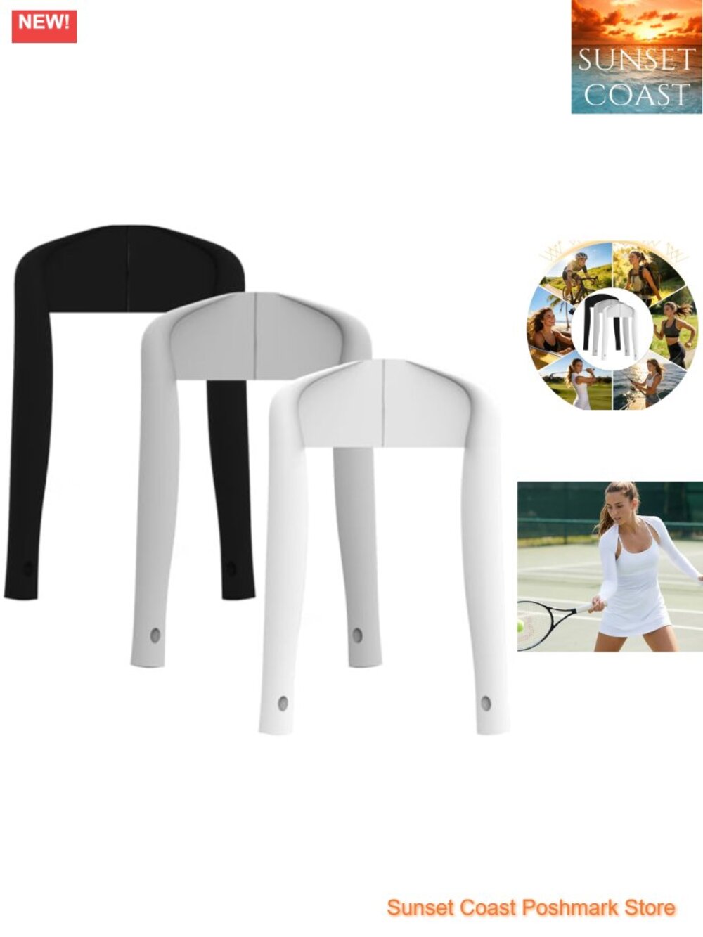 Cooling Shawl Arm Sleeves Sun Protection with Finger Holes for Golf